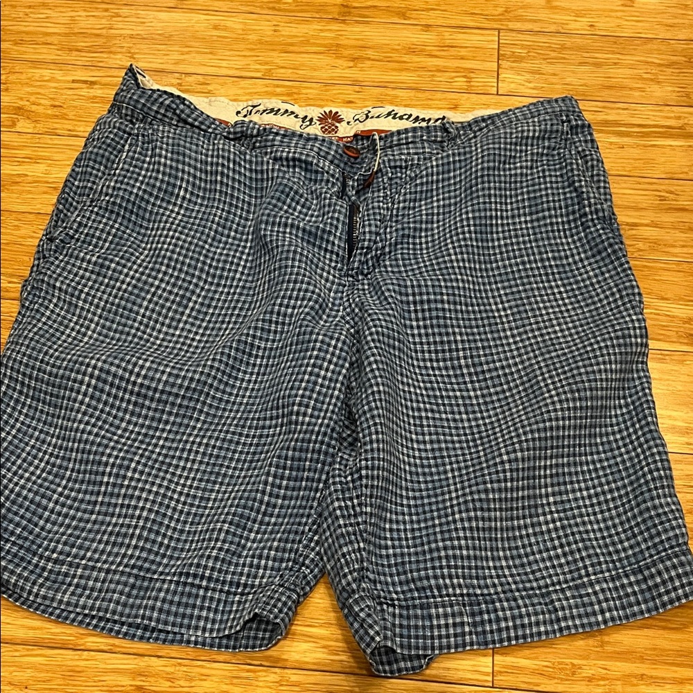 Tommy Bahama Navy and White Plaid Men's Shorts